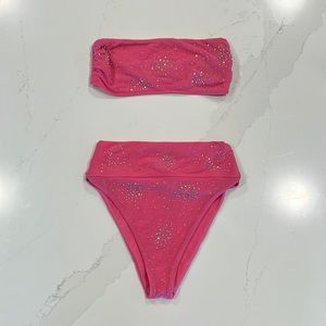 Beach Riot Kelsey Pink Rhinestone Bikini Set
